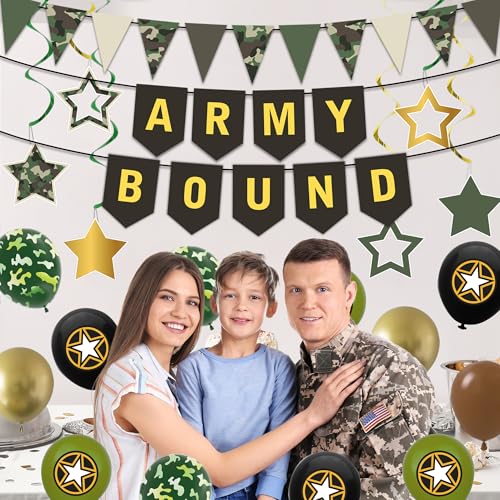 Holkcog Army Party Decorations, Green Military Themed Birthday - Product Imagery