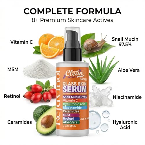 Clean Beauty Snail Mucin Serum Vitamin C Face Serum Anti Aging - Product Imagery