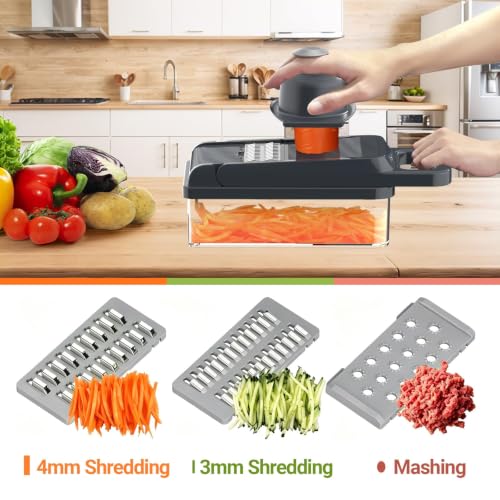 12-in-1 Vegetable Chopper 7 Blades, Veggie Cutter with Handle, - Product Imagery