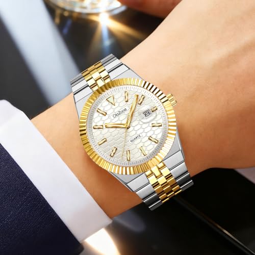 OLAZONE Mens Watches Men’s Quartz Analog Watch Stainless Steel - Product Imagery