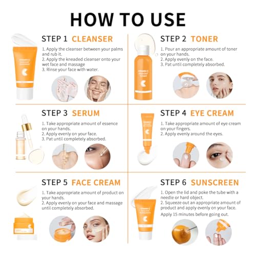 Baorder 6PCS Hydrating Skin Care Set with Vitamin C,Face Care - Product Imagery