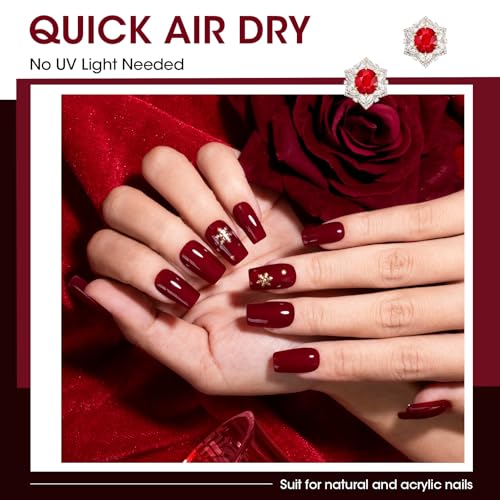 GELLEN Dark Red Nail Polish Set Fall Winter, No Light Needed, - Product Imagery