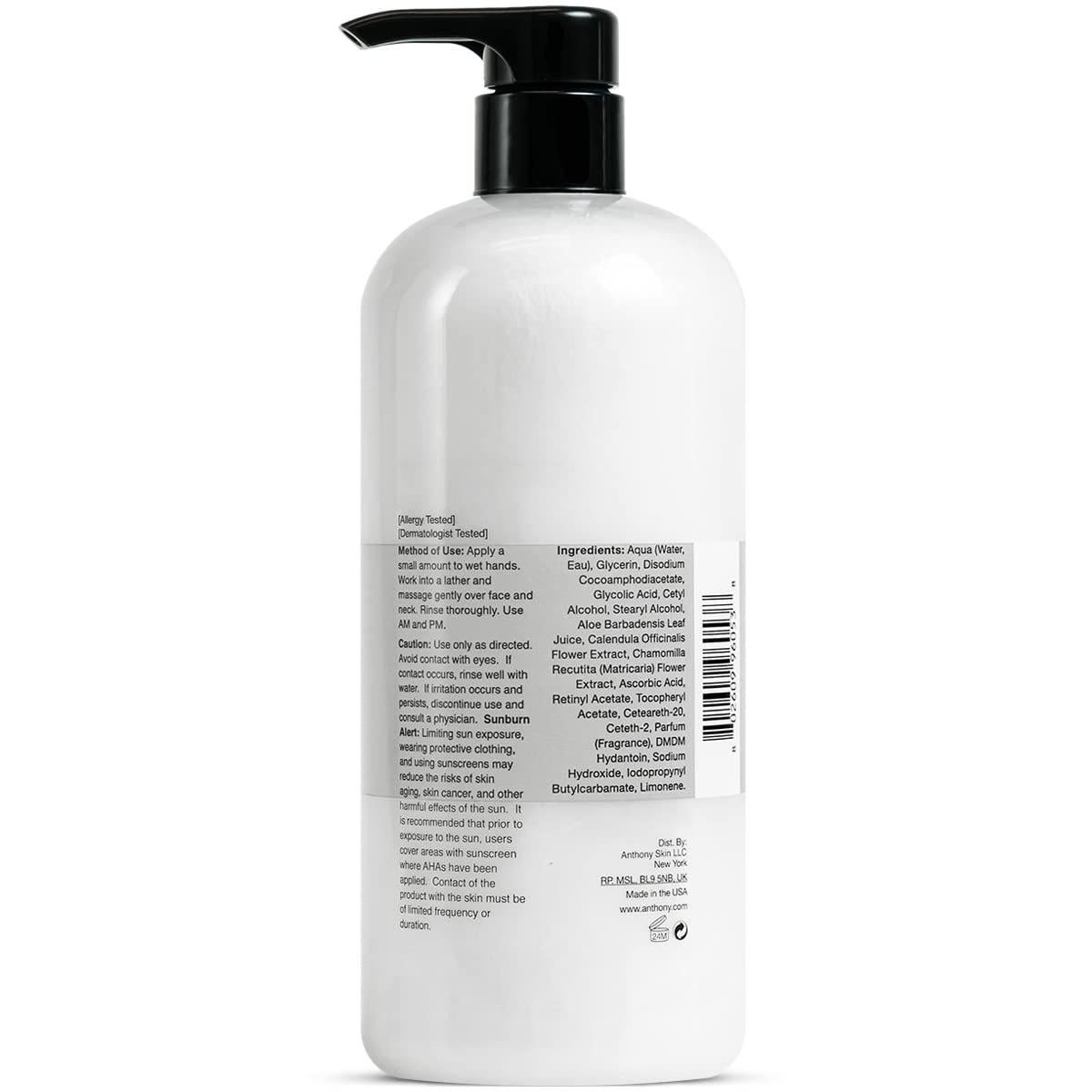Anthony Glycolic Facial Cleanser for Men, Daily Exfoliating & Hydrating Face Wash, Shave Prep, Non-Foaming, Deep Cleansing, Gentle on Sensitive Skin, Removes Dirt & Oil, Smooths Texture, 32 Fl Oz - Anthony Official Product View 5