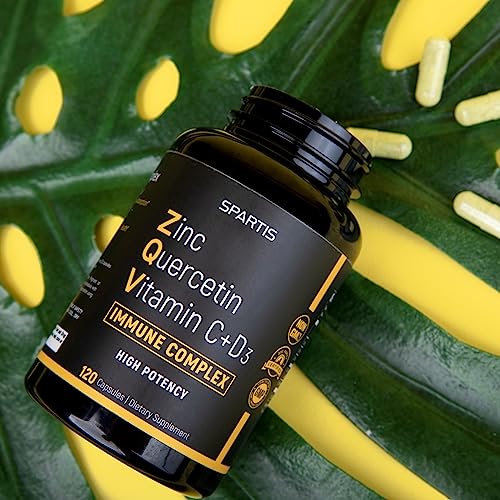 Zinc Quercetin 500mg with Vitamin C Vitamin D3 Bromelain Immune - Product Imagery