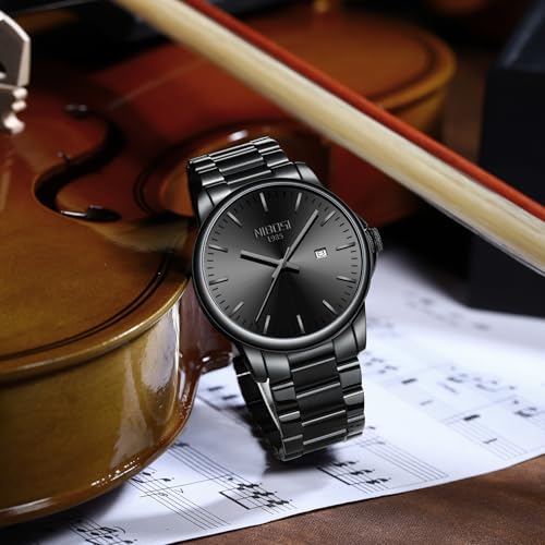 NIBOSI Men Watches Analog Quartz Stainless Steel Black Watches - Product Imagery