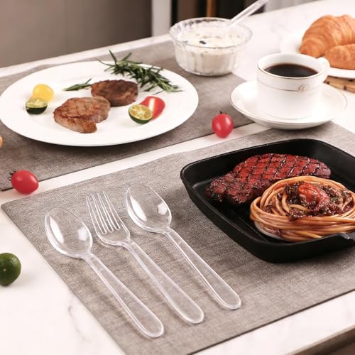360 Count Extra Heavy Duty Clear Plastic Forks and Spoons - Product Imagery