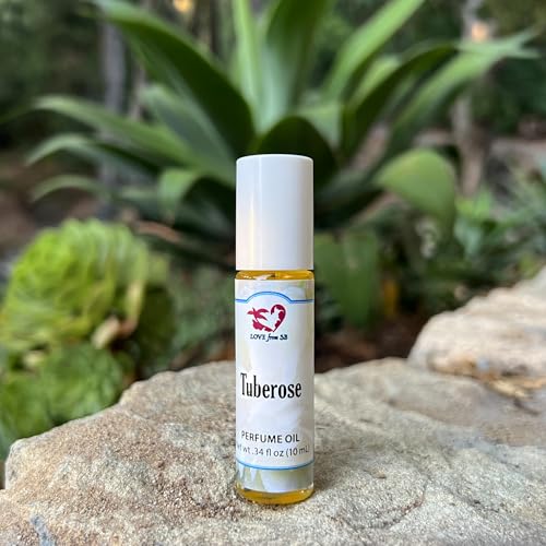 Tuberose Perfume Oil | .03 oz/10 ml Roll On Bottle with Organic - Product Imagery