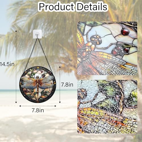 Dragonfly Stained Glass Window Hanging Suncatcher Gifts for - Product Imagery