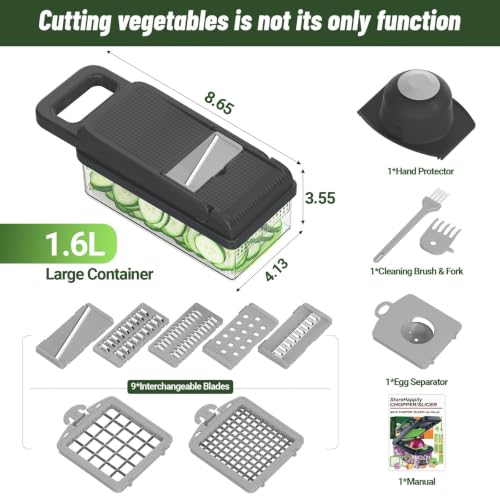 12-in-1 Vegetable Chopper 7 Blades, Veggie Cutter with Handle, - Product Imagery
