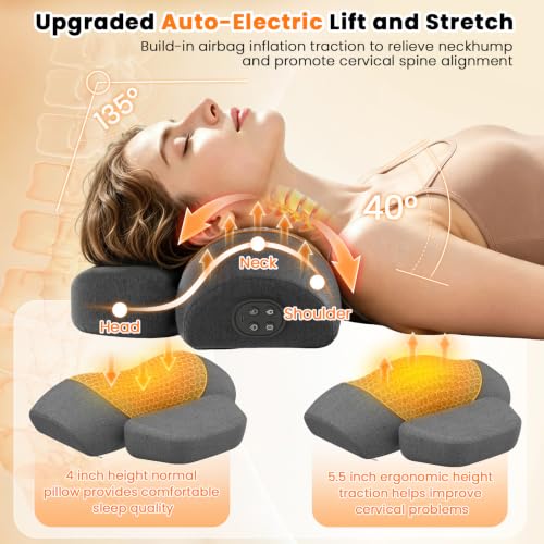 3-in-1 Rechargeable Neck Massager Pillow,Heated Traction Pillow - Product Imagery
