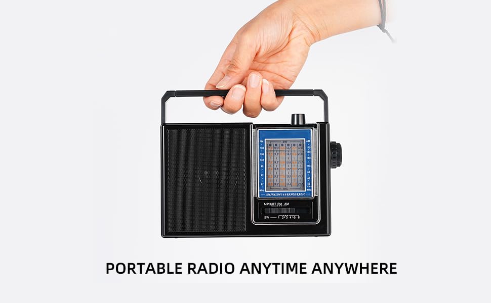 Nuoyida Retro AM/FM Bluetooth Radio, Solar/USB/Battery