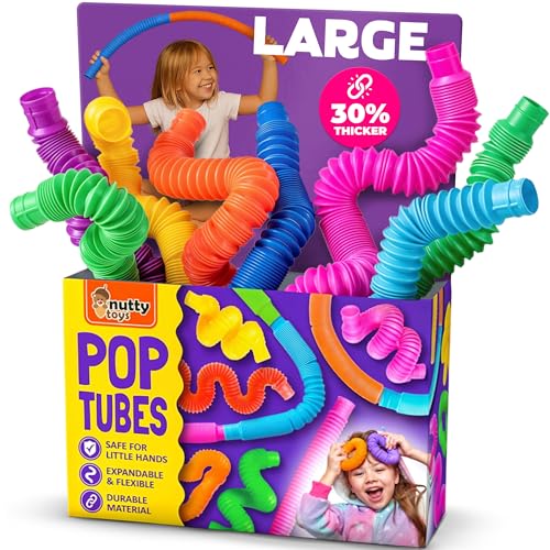Nutty Toys Pop Tubes - Large 8-Pack Sensory Toys - Creative STEM - Product Imagery