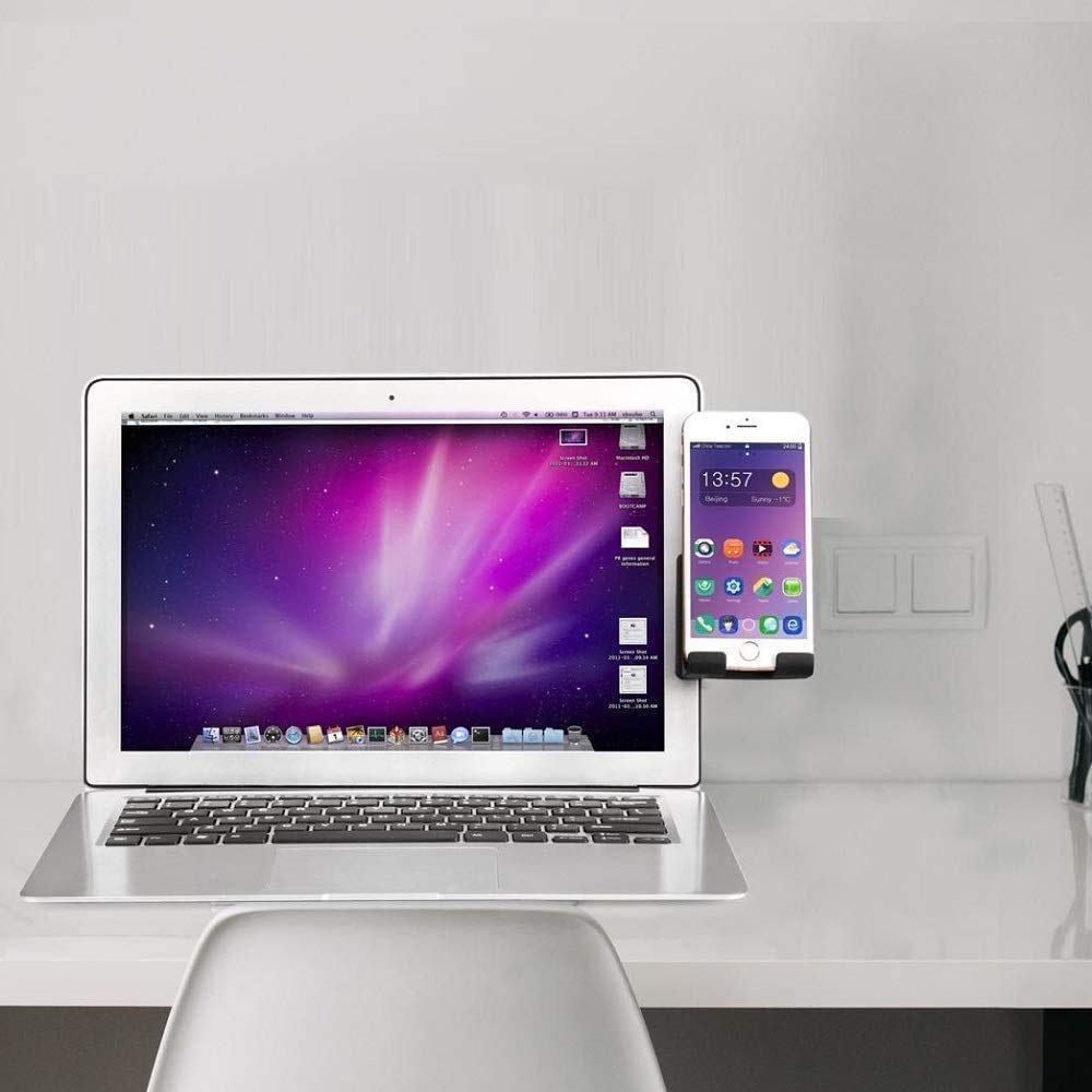 Yuyitec Laptop Phone Holder Clip, Monitor Mount for iPhone & Android, Adjustable Clip for Screens up to 25mm, Side Mount Phone Stand for Laptop & Desktop, Universal Smartphone Holder