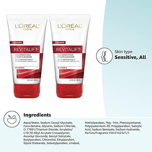 L'Oreal Paris Revitalift Daily Cream Cleanser, Gentle Makeup - Product Imagery