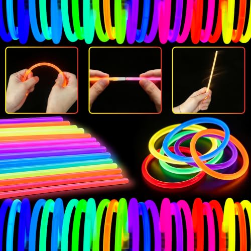 800Pc Glow Sticks Bulk with Connectors,Glow Bracelets&Necklaces - Product Imagery