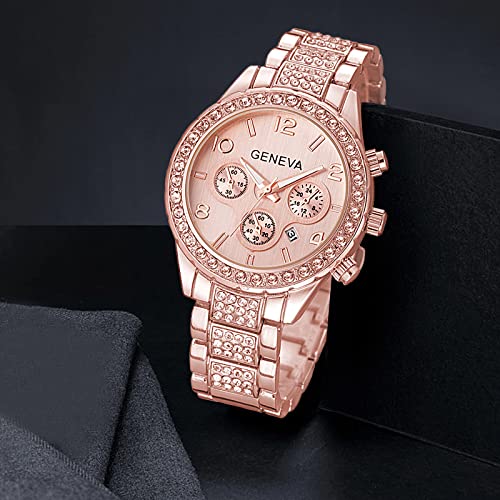 FANMIS Crystal Watch for Women Floating Diamonds Watch Bracelet - Product Imagery