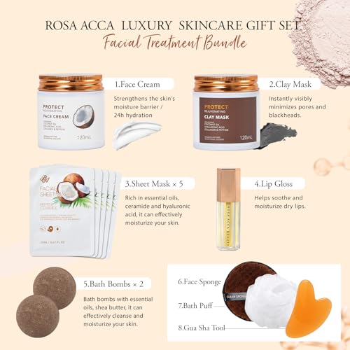 Gifts for Women, 32 Pcs Coconut Hydrating Face Skin Care Kit, - Product Imagery
