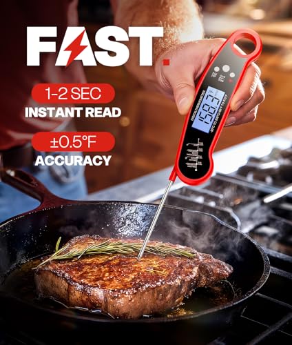 Meat Thermometer Digital, 1-2 Sec Instant Read, Food, Cooking, - Product Imagery