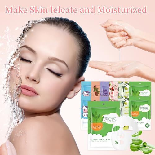 12 Pack Sheet Face Masks Skincare for Women,Hydrating Face Masks - Product Imagery