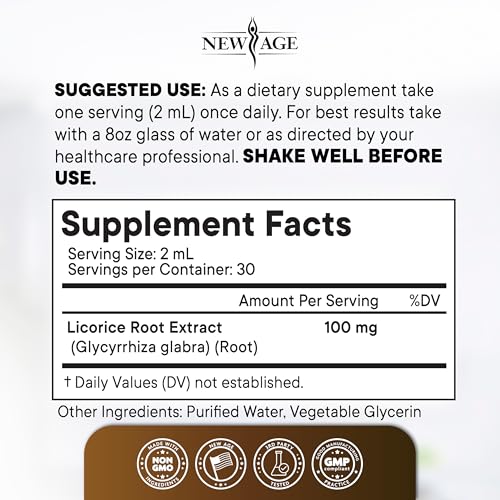 NEW AGE Licorice Root Tincture - Digestive, Lung & Skin Support - Product Imagery