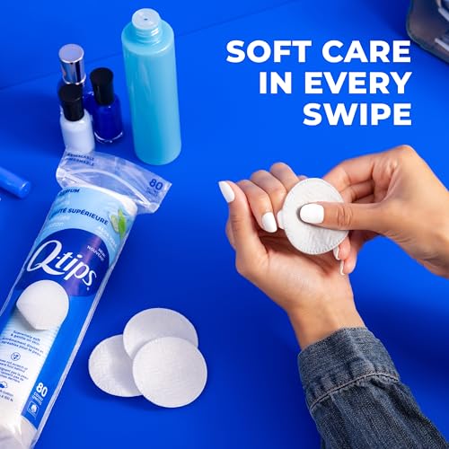 Q-Tips Premium Cotton Rounds for Face, 100% Cotton, Soft Lint - Product Imagery