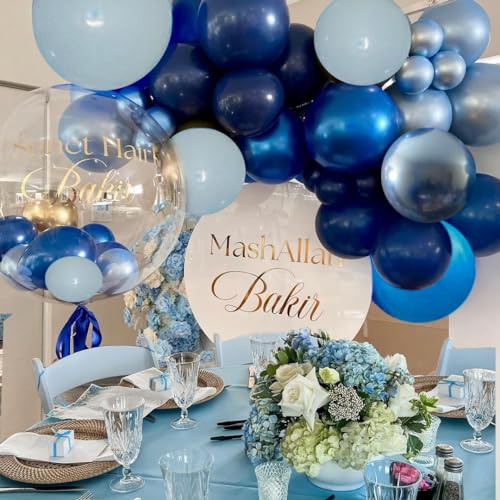 Blue Balloons Metallic Blue Balloon, 60Pcs 12Inch Chrome Blue - Product Imagery