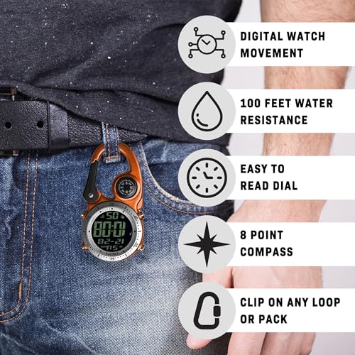 Dakota Digital Clip Watch with Compass & Dual Time - Product Imagery