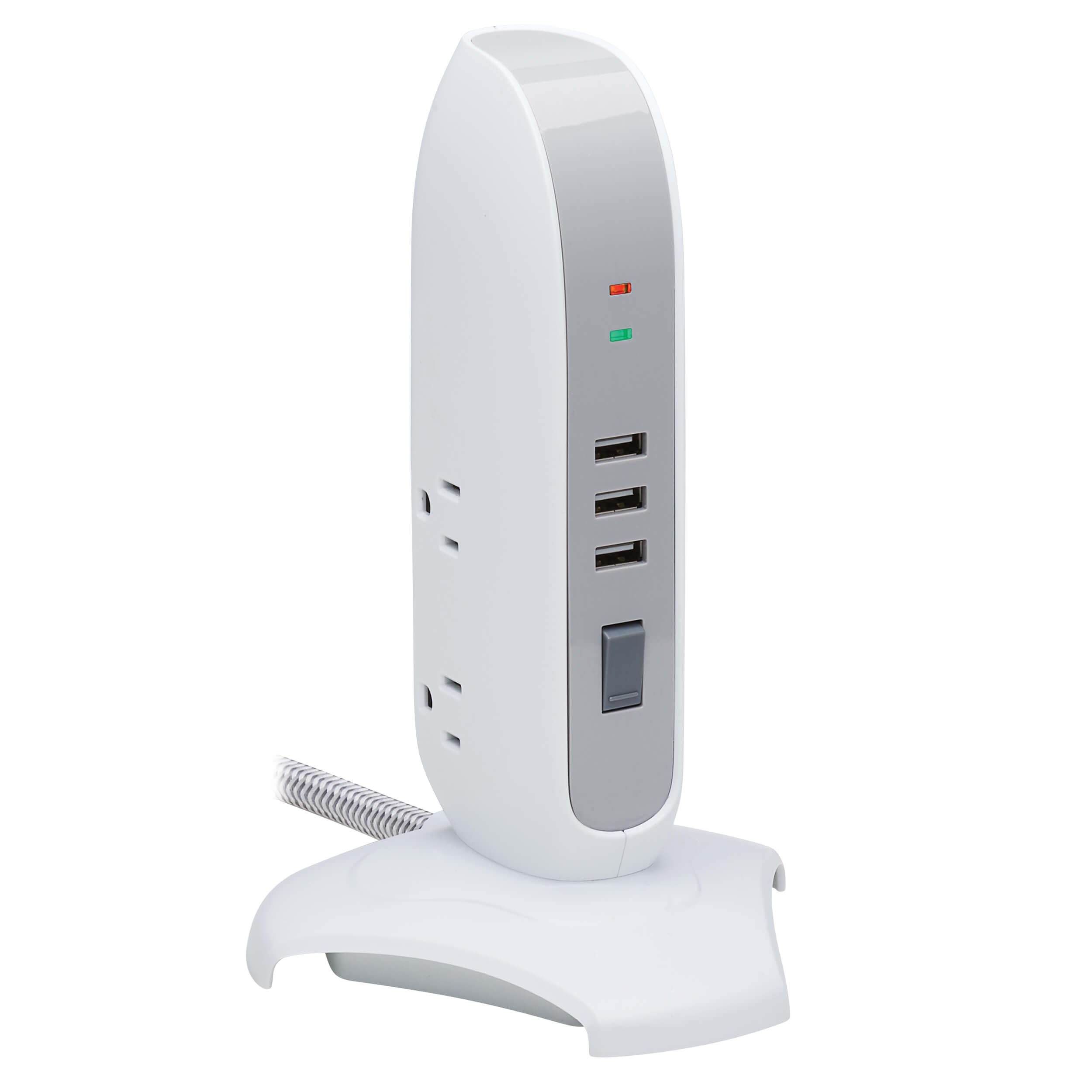 Tripp Lite TLP66USB Surge Protector Tower with USB Ports, 1200 Joules, 5-Outlets, 3 USB Ports, 6ft Heavy-Duty Braided Extension Cord, Desk Charging Tower, Dorm Essentials, Tower Power Strip with Surge