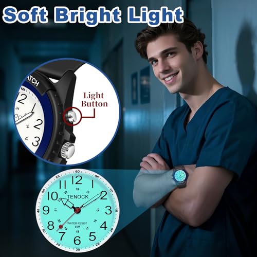 Analog Watches for Women Nurses 50M Waterproof, Night Light & - Product Imagery