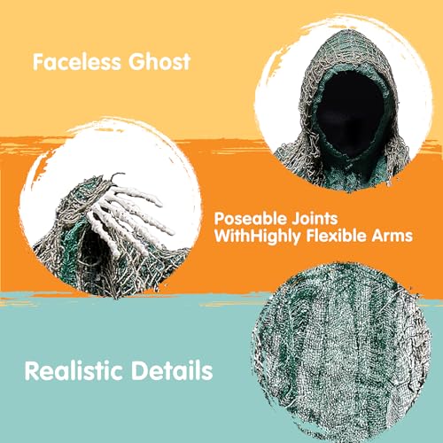 JOYIN 4 Pack 19'' Halloween Hanging Ghost Decoration Outdoor, - Product Imagery