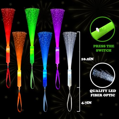 Glow in Dark Fiber Optic Lights Bulk-24 Pack,Light Up Party - Product Imagery
