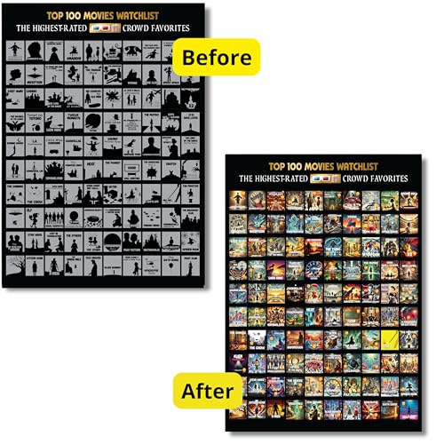 Scratch Off Movie Poster 100 Films IMDB Bucket List Challenge - Product Imagery