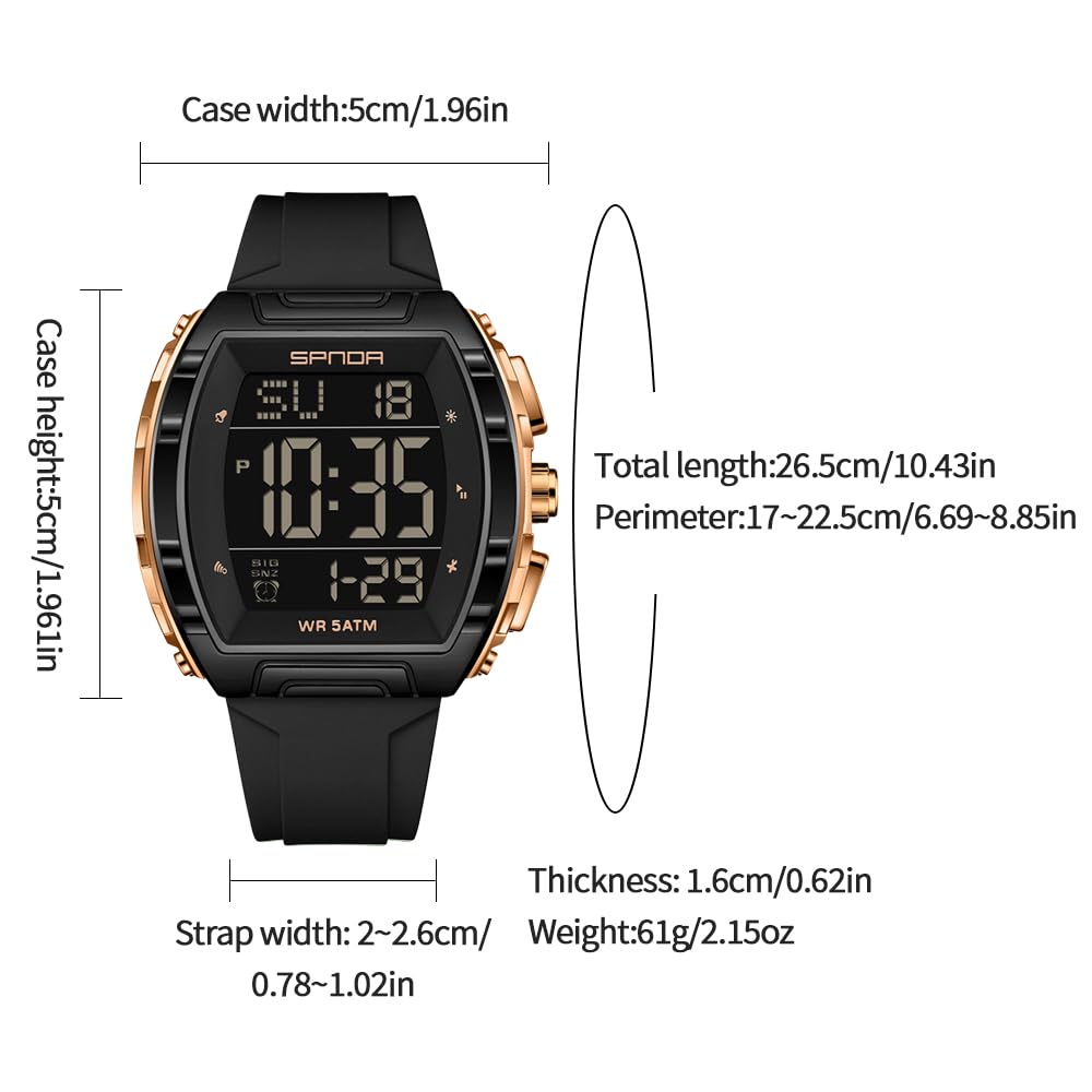 PASOY Men s Tactical Digital Sport Watch Silicone Strap - PASOY Official Imagery - 6