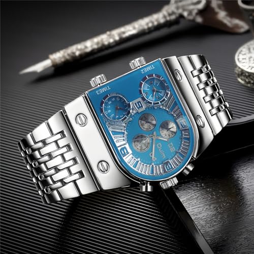 Men’s Luxury Rectangle Square Gold Silver Big Face Luminous - Product Imagery