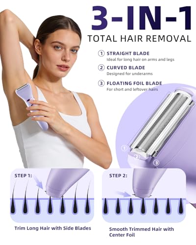 Ufree 3-in-1 Bikini Trimmer Electric Razors for Women, Gifts for - Product Imagery