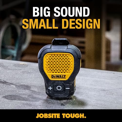 DEWALT Wearable Bluetooth Speaker, Clip-On Wireless Jobsite Pro, - Product Imagery