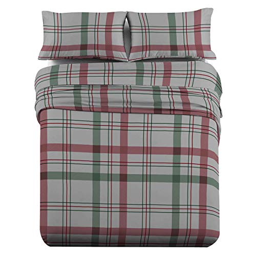 Royal Hotel Cotton Flannel Full Sheet Set, Dessines Plaid, - Product Imagery
