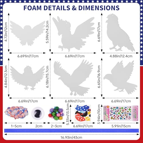 Ruicnte 4th of July Foam Eagle Patriotic Crafts for Kids School - Product Imagery