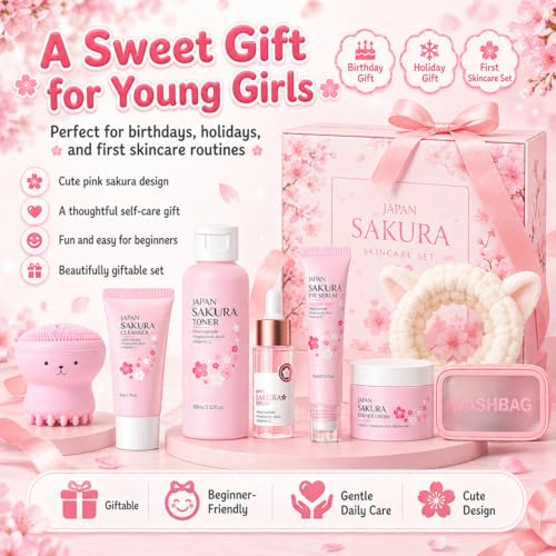 Japan Sakura Skincare Kit Gifts For Teen Girls - Gentle & - Product Imagery
