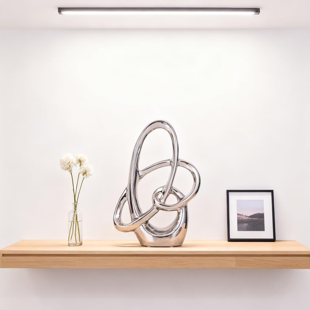 11in Silver Ceramic Statue Modern Abstract Art Figurine for - XIYOUQI Official Imagery - 6