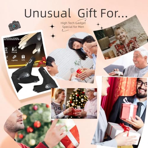 Waterproof Rechargeable LED Flashlight Gloves, Adjustable Strap, - Product Imagery
