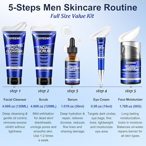 Full Size Skin Care for Men, Hydrate, Firm, Wrinkle & Radiant - Product Imagery