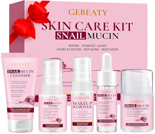 Skin Care Set, 5-Piece Hydrating & Soothing Snail Mucin Skincare - Product Imagery