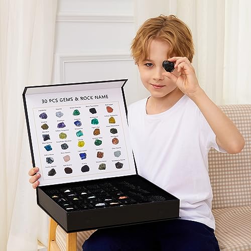 Rock Collection for Kids - 30Pcs Rocks, Gemstones & Crystals Kit - Product Imagery