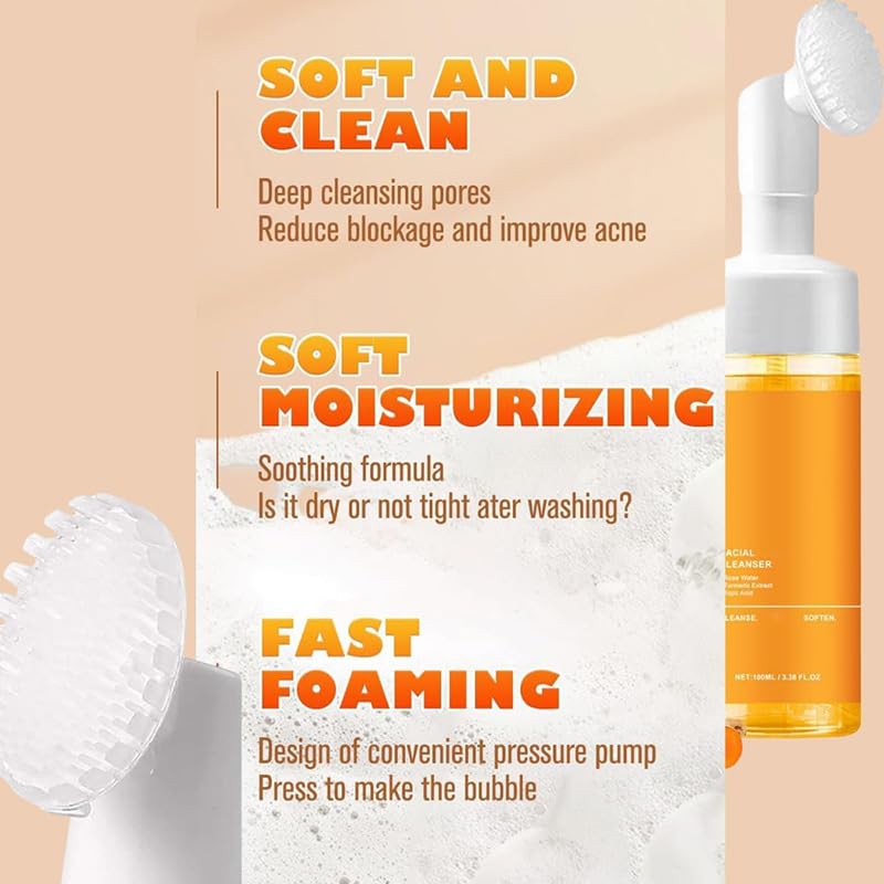 2 Pcs Turmeric Foaming Face Wash, Deep Cleaning Scrub - Product Imagery