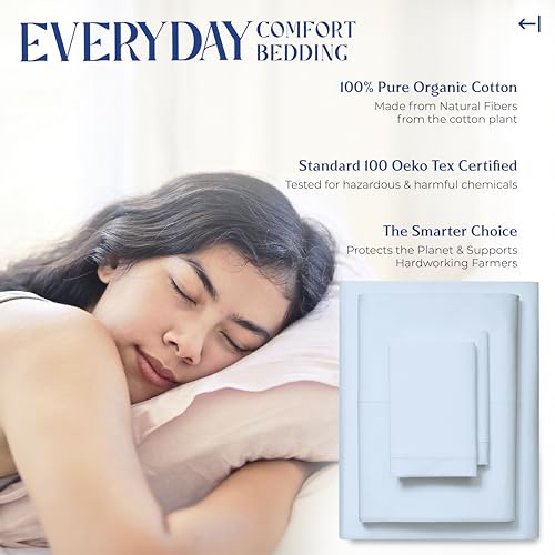 Mayfair Linen 100% Organic Cotton Sheets Queen Size - 4 PC - Product Imagery