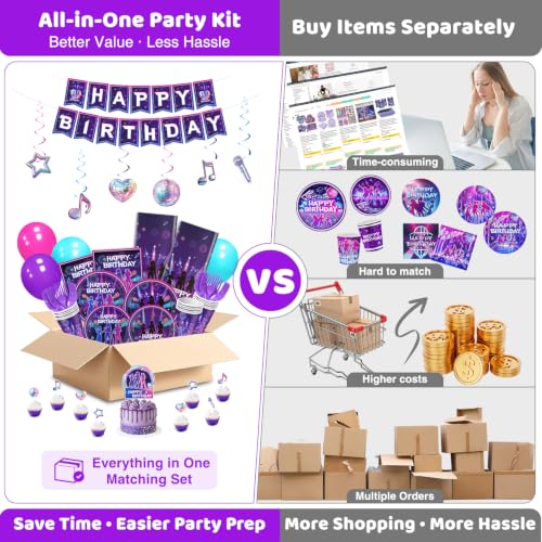 179Pcs K-Pop Birthday Decorations for 24 Guests, Music Party - Product Imagery