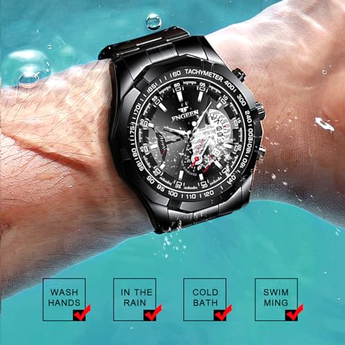 4 Pack Men's Stainless Steel Watches Waterproof Date Luminous - Product Imagery
