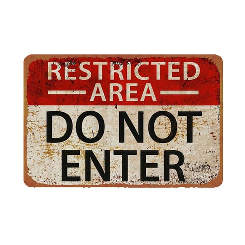 Vintage Restricted Area Do Not Enter Print Metal Sign 8x12 Inch - Product Imagery