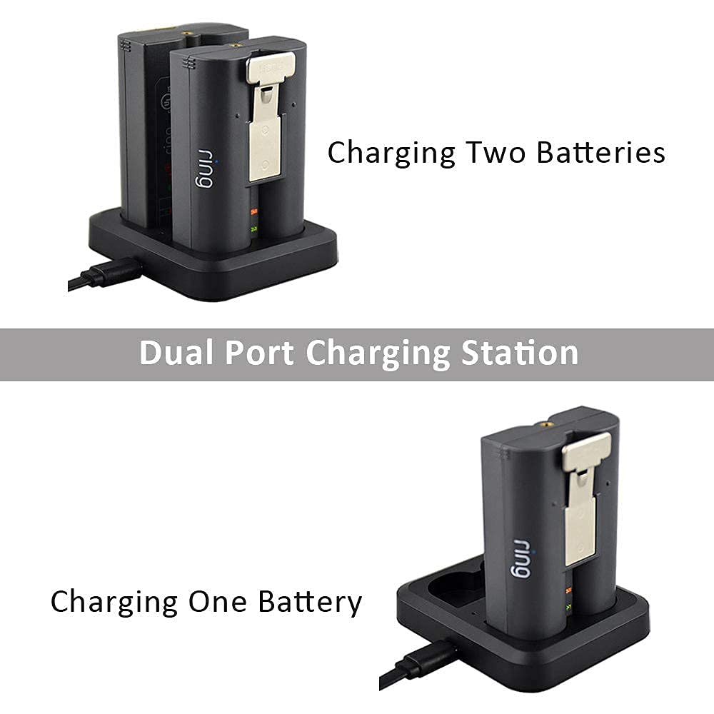 GoHonor dual battery charger station for Ring rechargeable batteries, compatible with Ring Spotlight Cam, Video Doorbell, and Stick Up Cam.